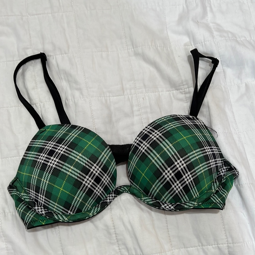 Plaid super push up bra